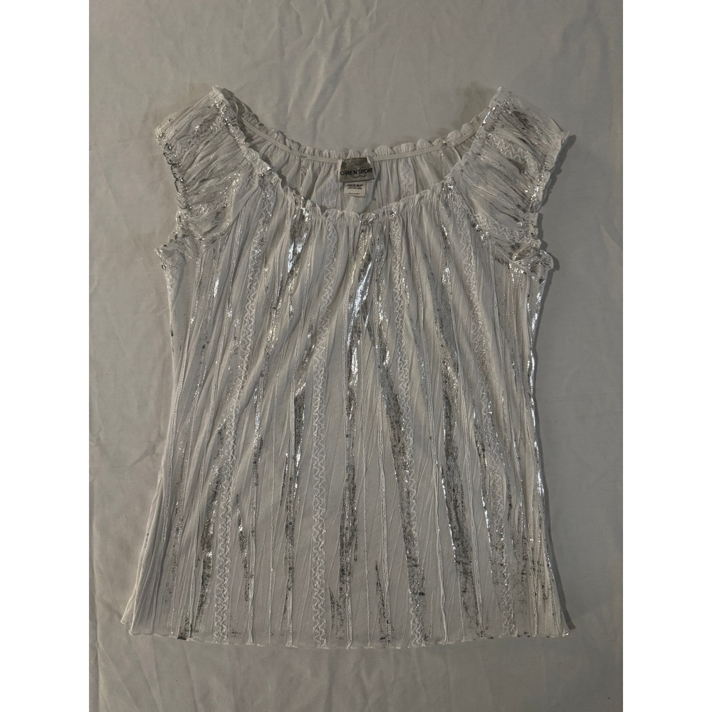 Caren Sport Y2K Metallic Peasant Flowy Top Fairy Boho Coquette Cottagecore 2X
